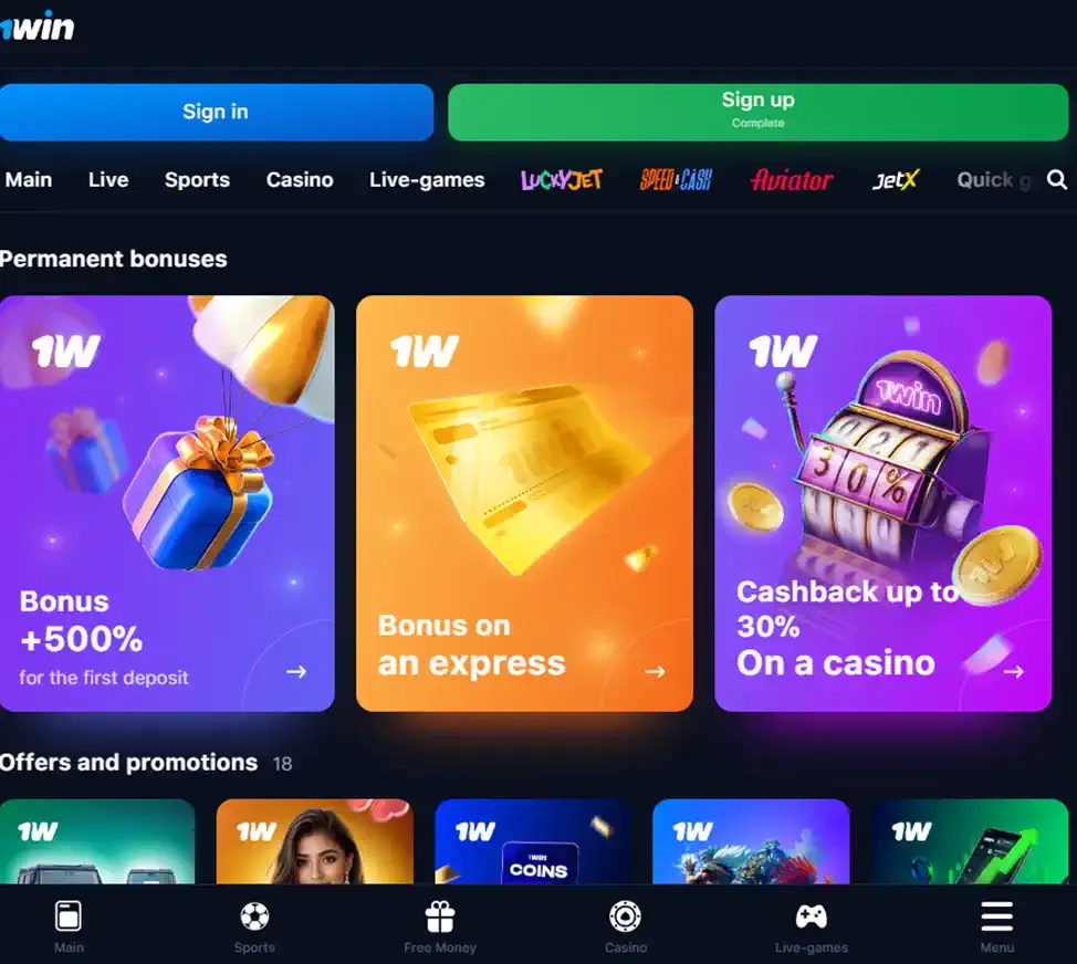 1win Casino mobile app