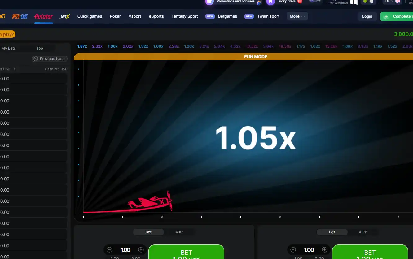 1win Casino crash games